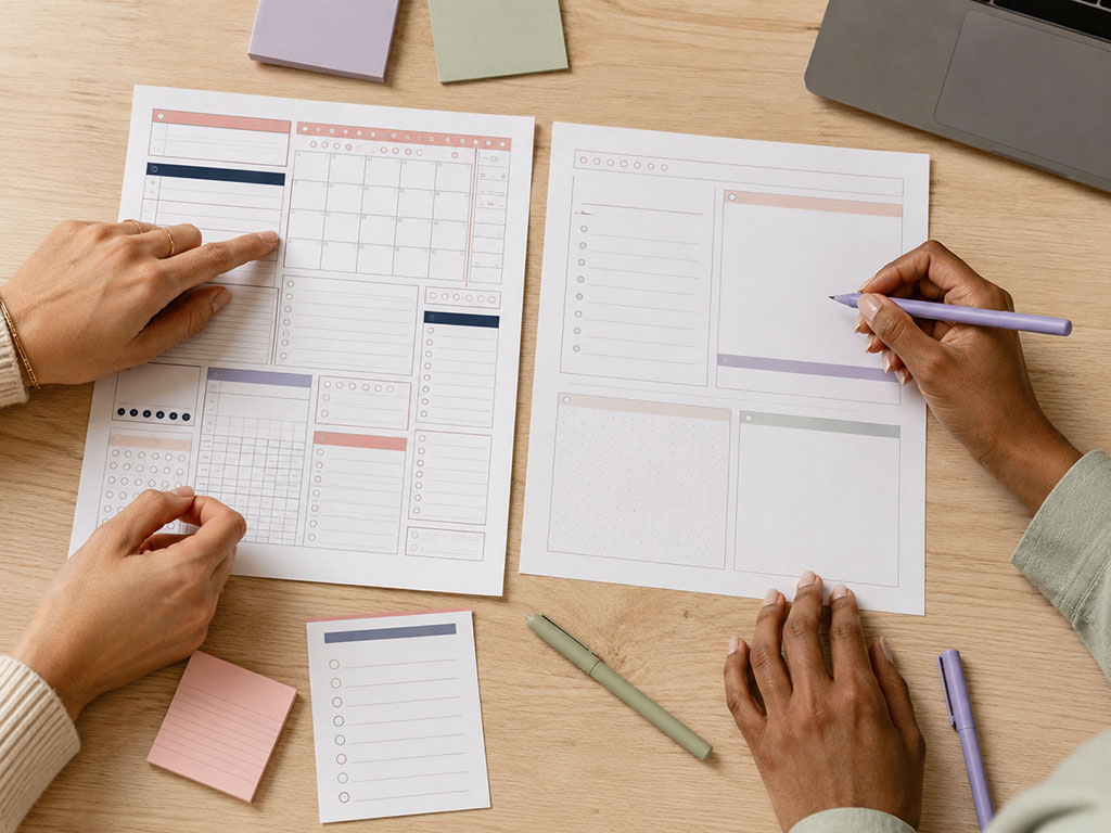 Comparison showing a cluttered early planner layout next to our simplified final version